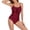 Burgundy, variant on SWSMCLT Women's Spaghetti Strap Slimming String Scoop Neck Sexy Swimsuit Beach Bathing Suit Ruffle One Piece Swimsuit Black Medium