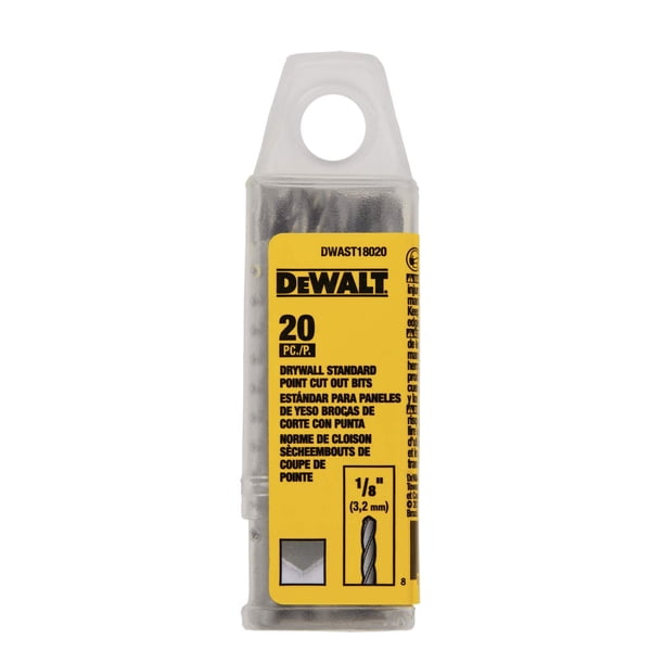 Broca recortada DEWALT DWAST18020 para paneles de yeso de 1/8 pulgadas, paquete de 20