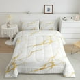 thumbnail image 2 of Manfei Marble Texture Road Full Size Comforter Sets,White Gold Bedding Comforter Set,Modern Aesthetic Art Bedding Sets For Girl,Microfiber Room Decoration,3-Piece, 2 of 8
