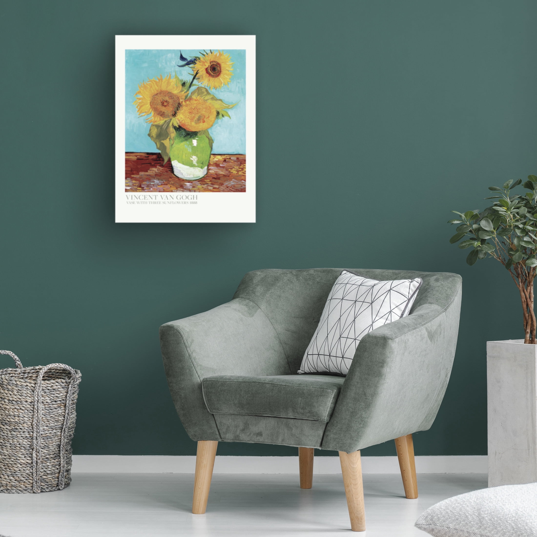 Trademark Fine Art Pictufy Vase With Three Sunflowers Canvas Wall Art