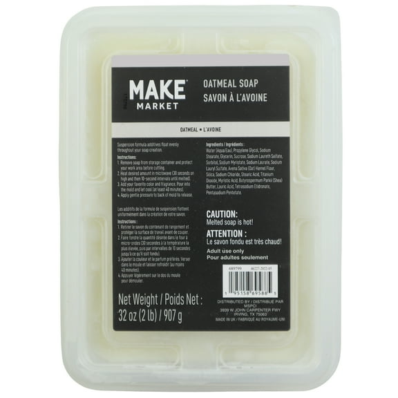 Oatmeal Soap Base by Make Market – 2lb Per Pack - Melt and Pour Soap Making Base with Soothing Oatmeal - 12lbs Total