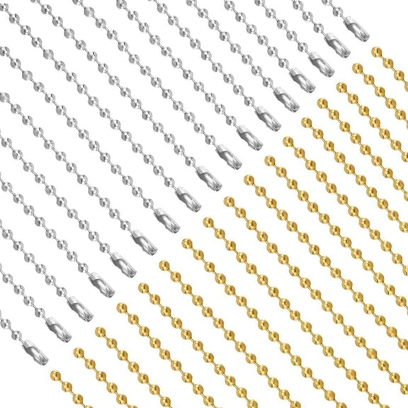 30Pcs 24 Inch Ball Chain Necklace Bulk Ball Bead Necklace Chains Gold Silver Adjustable Metal Ball Beads Chains with Connector Clasp