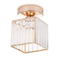 thumbnail image 1 of Mistaha Modern Minimalist Crystal Flush Mount Ceiling Light Fixture for Balcony Hallway Foyer Entryway Closet, Gold Square Design, E26 Socket, Iron and Crystal Material, 110-240V, Black/Gold Color, 1 of 6