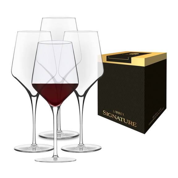 Libbey Signature Greenwich All-Purpose Wine Glasses, 16-Ounce, Set of 4, Made in USA, Dishwasher Safe, Gift Box