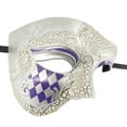 thumbnail image 4 of Xfvqtps Mardi Gras Mask for Men Masquerade Masks One Eye Half Face Carnival Mask for Makeup Performance Ball Party Purple, 4 of 5