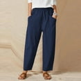 thumbnail image 1 of CEHVOM Pantalon Décontracté d'Été pour Femmes, Couleur Unie, en Coton et Lin, 1 of 6
