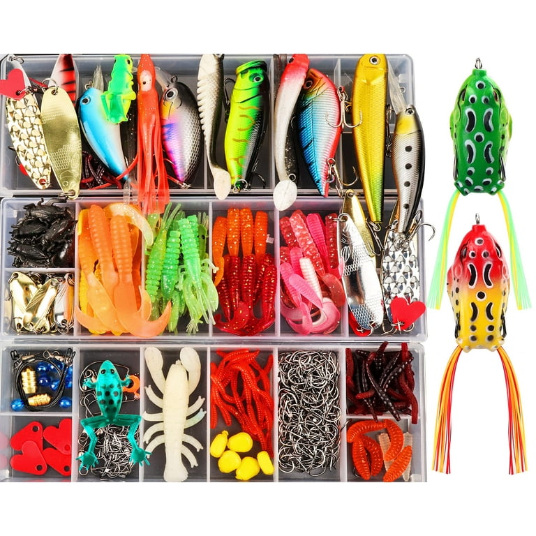Fishing Lures for Freshwater,Fishing Lure for Bass,Trout,Walleye,Salmon,Suitable  for Fresh&Saltwater,Lifelike Fish Bait Plastic Worms,Fishing Tackle  Box,Best Fishing Gifts for Men Kids 