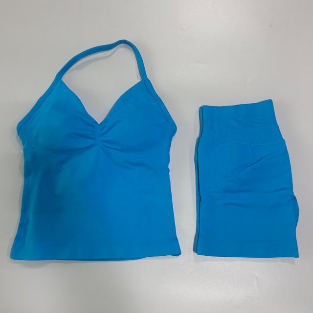 Conjunto de gimnasio de impacto para mujer, camisetas sin mangas con espalda descubierta, pantalones cortos sin costuras de cintura alta, ropa deportiva, conjuntos de entrenamiento
