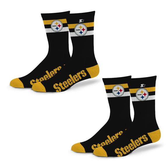 Unisex Starter Pittsburgh Steelers Team Color 2-Stripe 2-Pack Crew Socks Set