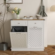 FULLWATT Dual Compartment Cabinet Trash Can, White