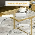 thumbnail image 5 of HOMCOM Coffee Table, Tempered Glass Coffee Table with 2 Square Tabletops, Modern Coffee Tables for Living Room, Bedroom, Gold, 5 of 8
