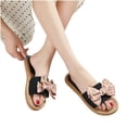 thumbnail image 4 of New Summer Flip-flops Linen Floral Flat Sandals Summer Sandals Pink 36, 4 of 8