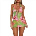 thumbnail image 1 of Vestido Mini de Cuello Halter para Mujer, Sin Mangas, Estilo Bohemio, con Abertura en la Espalda, para Fiestas Nocturnas y Salidas Verde XS, 1 of 10