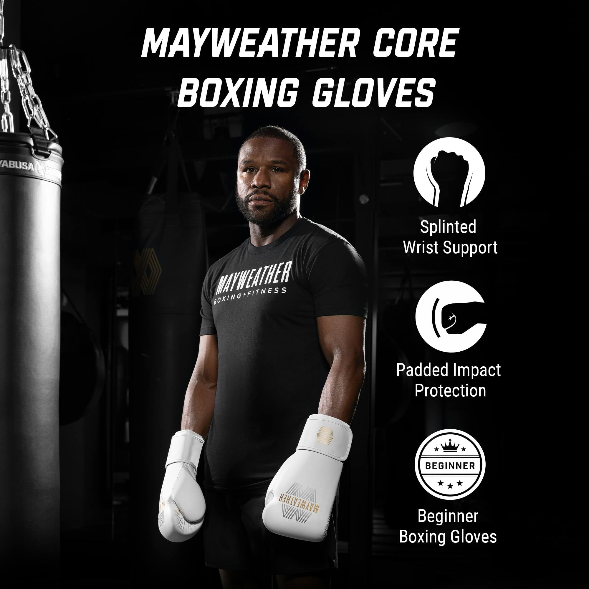 Hayabusa Mayweather Core Boxing Gloves For Men and Women - White/Gold, Large/X-Large
