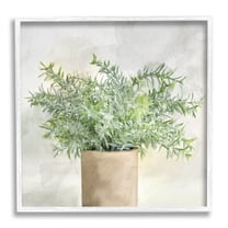 Stupell Industries Rustic Potted Herb Plant Overflowing Leaves Design Painting White Framed Art Print Wall Art, Design by Kim Allen