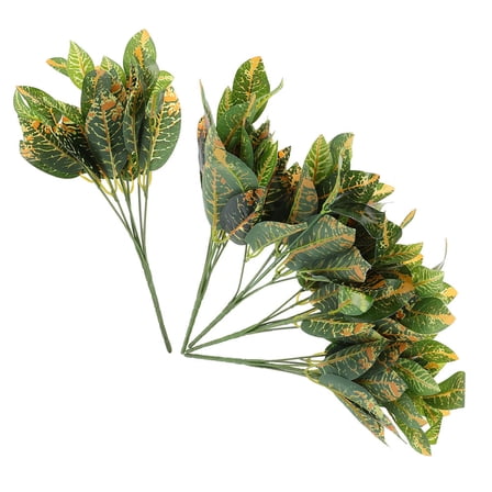 NICEXMAS 5Pcs Realistic Green Artificial Plant Leaves Faux Bush Stems for Indoor and Outdoor Home Decoration