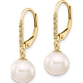 thumbnail image 2 of 14K Yellow Gold 8-9mm White Round Fwc Pearl .05Ct Diamond Leverback Earrings Made In Canada xf649e, 2 of 5