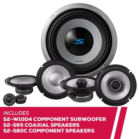 New Alpine S2-W10D4 10" Subwoofer with S2-S65 Coaxial and S2-S80C Component Speakers