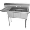 thumbnail image 6 of Koolmore 51 in. Three Compartment Stainless Steel Commercial Sink with Drainboard, 6 of 12
