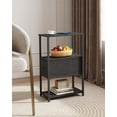 thumbnail image 4 of Set of 2 Small Narrow End Table, Side Table, Nightstand with Cloth Drawer, Couch Table, for Living Room, Bedroom, Bedside, Black, 4 of 18