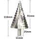 thumbnail image 2 of HSS Broca escalonada para carpintería 4-32 mm 6-60 mm Broca en espiral Ranura escalonada Pagoda Taladro Mango triangular Cincel Taladro escalonado Cono Herramienta eléctrica (Color : 1pc 6 60mm) Ormromra  ZSY-0451, 2 of 4