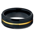 thumbnail image 2 of Tungsten Wedding Band Black Tungsten Ring 8mm Tungsten Carbide Ring Yellow Gold Men & Women Brushed Comfort Fit, 2 of 3