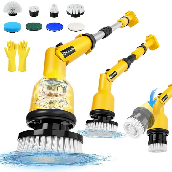 Uniqwamo Electric Spin Scrubber Compatible for DeWalt 20V Battery(Battery NOT Included), 1000 RPM Battery Powered Scrubber with Adjustable Extension Arm & 8 Brushes & Hook Gloves f