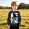 thumbnail image 2 of FYDUU Toddler Boys Sweatshirt Cartoon Embroidery Long Sleeve Pullover Tops for Kids Crewneck Sweatshirts Comfort Back To School Wear 4-5 Years, 2 of 5