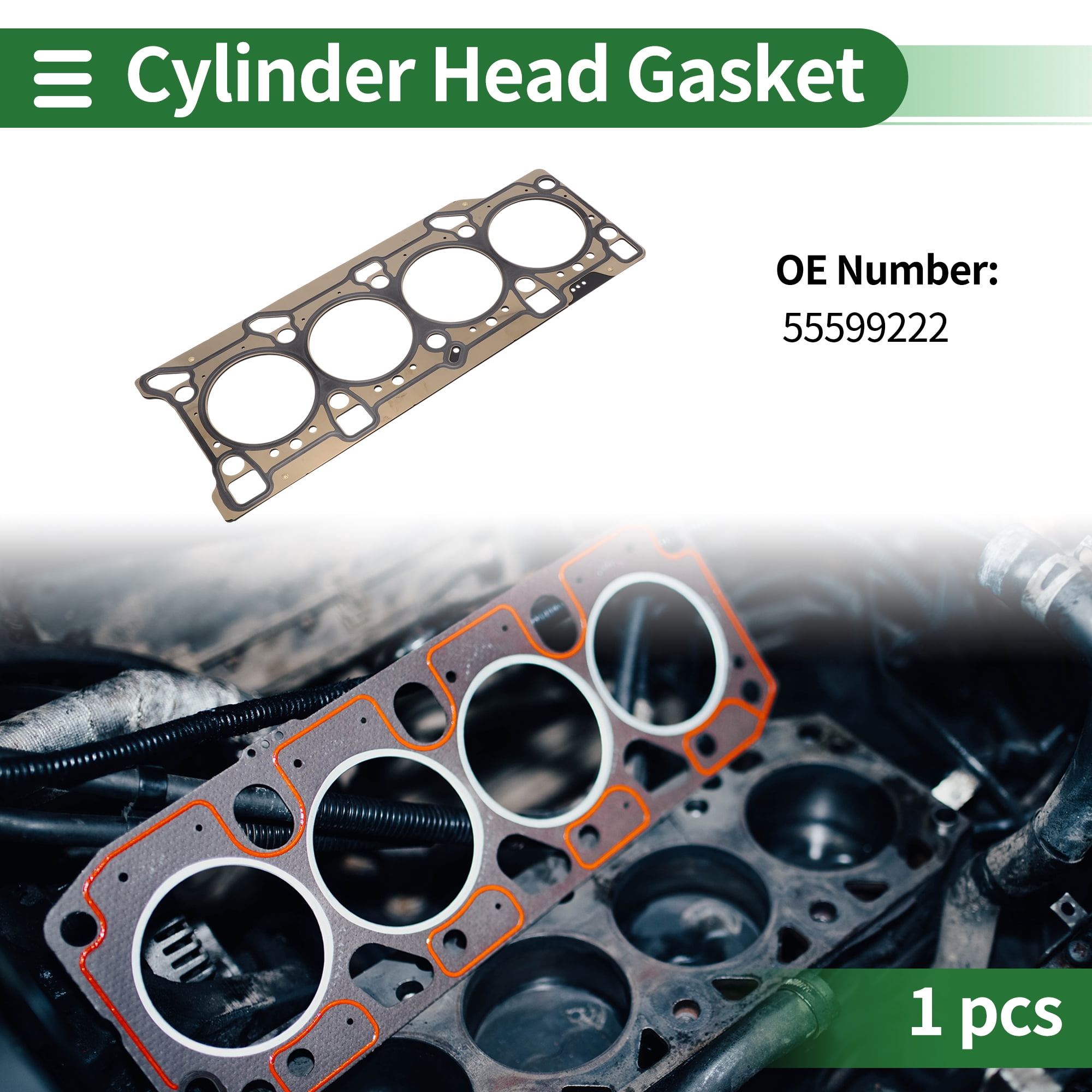 Unique Bargains Cylinder Head Gasket Engine Gasket No.55599222 for Chevrolet Colorado 2.8L 2022 Left and Right 1 Pcs