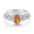 thumbnail image 2 of Gem Stone King 925 Sterling Silver Orange Red Madeira Citrine and White Moissanite Engagement Ring for Women | 0.88 Cttw | Oval 7X5MM | Gemstone November Birthstone | Size 5, 2 of 3