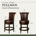 thumbnail image 3 of Maven Lane 26" Counter Height Bar Stool - Handcrafted Swivel Bar Stool with Dark Walnut Finish and Vintage Brown Vegan Leather - Seamless Style and Comfort to Kitchen Islands & Dining Space, Set of 2, 3 of 9
