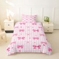 thumbnail image 2 of spefrowx Kawaii Pink Bow Gingham Twin Duvet Cover for Girls, Pink Checkered Dot Twin Bedding, Pink Reversible, 2pcs, 1 Duvet Cover and 1 Pillowcase, 2 of 6