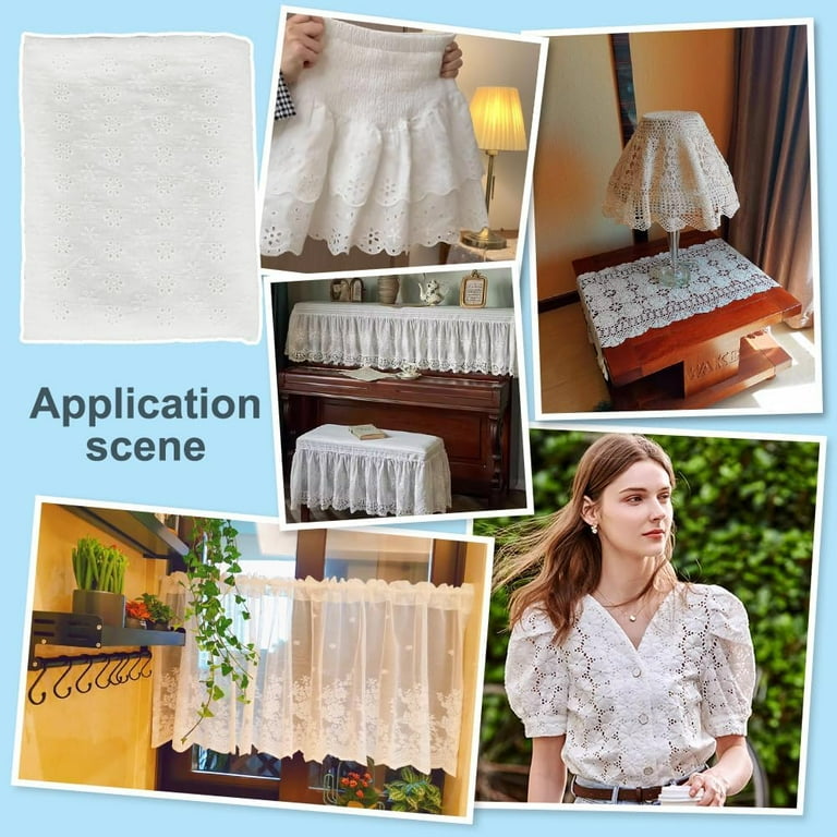 chinese dress ladies Cotton Floral Embroidered Lace Fabric|Hollowout Lace 1 Yard / White main image 0
