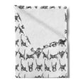 thumbnail image 2 of Charcoal Soft Flannel Fleece Throw Blanket, Monochromatic Cat Lover Pattern with Playful Kittens Print, Cozy Plush for Indoor and Outdoor Use, 60" x 80", Charcoal Grey and White, by Ambesonne, 2 of 5
