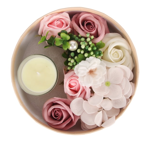 Vela De Aromaterapia, Vela En Tarro Para Eliminar Olores Con Rosas Falsas Para Vacaciones