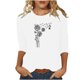 thumbnail image 1 of Camisetas Casuales de las Mujeres de Moda Impresa 3/4 Mangas Blusa Cuello Redondo para el Hogar Y Diario, 1 of 4