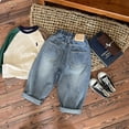 thumbnail image 3 of Godderr Kids Boys Classic Jeans for Baby Toddler Jeans for 2-7Y Autumn Straight Trousers Fit Trend Kids Denim Baggy Cargo Pants with Pockets, 3 of 5