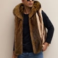 thumbnail image 5 of Zysthvn Open Front Sleeveless Vest for Men Faux Fur Fall Casual Men Jacket Hooded Solid Warm Outerwear, 5 of 9