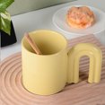 thumbnail image 5 of Taza de cerámica con manija de puerta de color sólido personalizada, taza de Arte Moderno de gran capacidad, taza de café y leche para desayuno, 400ml, 5 of 5