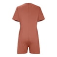 thumbnail image 5 of Summer Short Sleeve Rompers for Women Casual Shorts Jumpsuits Overalls With Pocket Beach Jumpsuit Patchwork Romper 2024 Orange,XL, 5 of 6