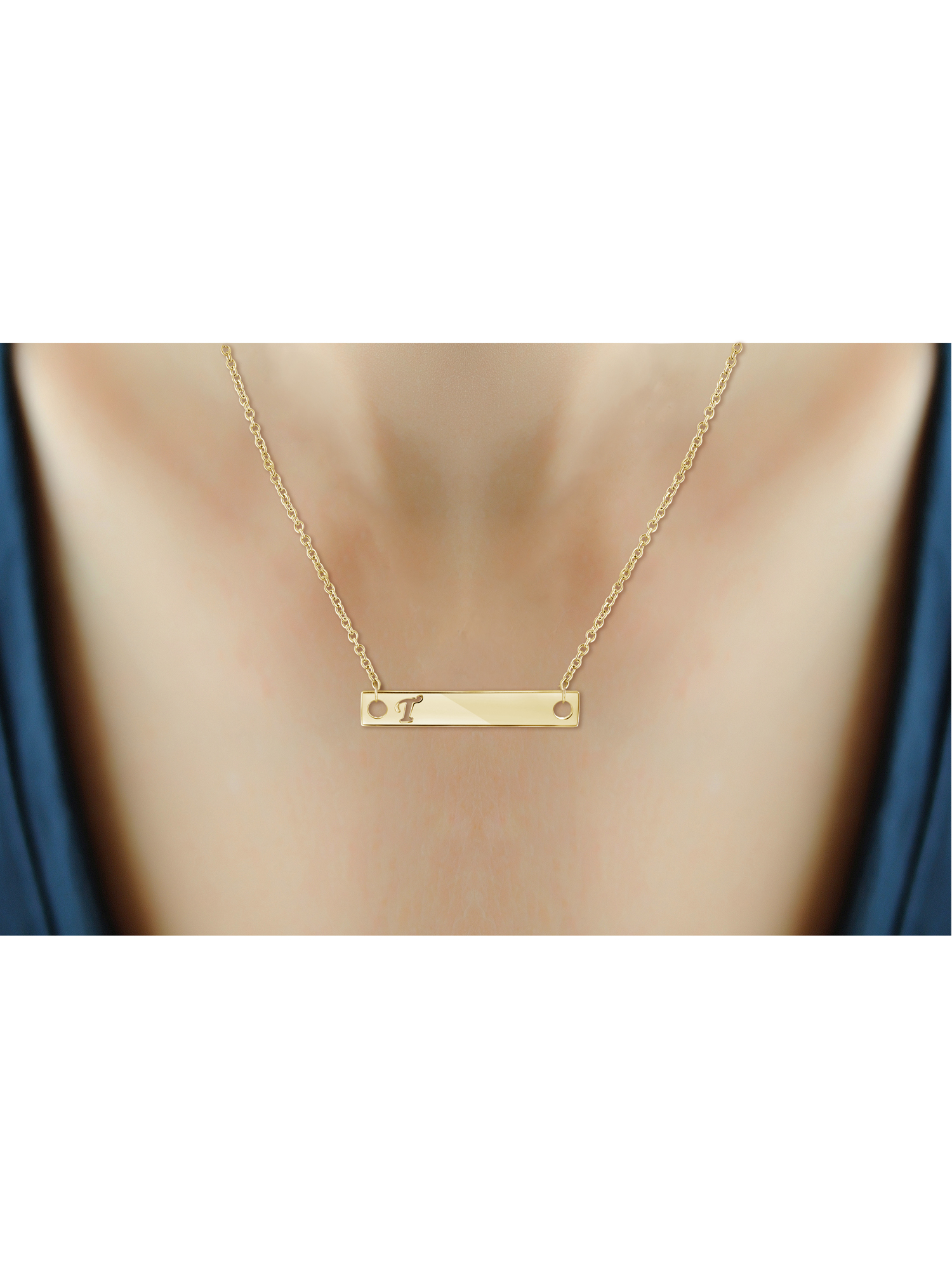 JewelersClub T Initial 14K Gold Over Silver Bar Necklace