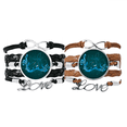 thumbnail image 1 of Bracelet à Main en Cuir avec Notes de Musique Bleues, Double Ensemble, 1 of 3
