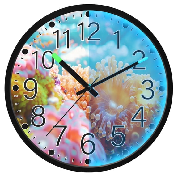 Ryvnso Seaside Underwater 12 Inch Night Light Wall Clock Silent Battery Operated Luminous Clocks
