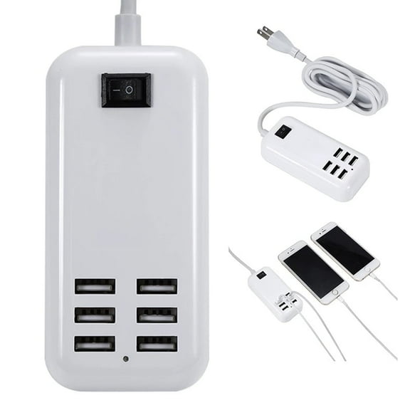 FungLam USB Charging Hub, 6 Port USB Wall Travel Charger Fast Charging AC Power Adapter Cell Phone Tablet