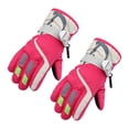 thumbnail image 1 of Bewildely 1 par de manoplas para niños, impermeables, de invierno, con estampado ajustable, gruesas y cálidas, para niños, equipo deportivo, cómodo Suministros térmicos Fucsia Bewildely HA059841-05B, 1 of 6