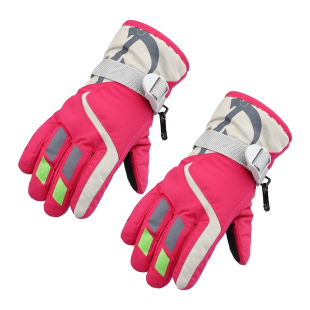 Bewildely 1 par de manoplas para niños, impermeables, de invierno, con estampado ajustable, gruesas y cálidas, para niños, equipo deportivo, cómodo Suministros térmicos Fucsia Bewildely HA059841-05B