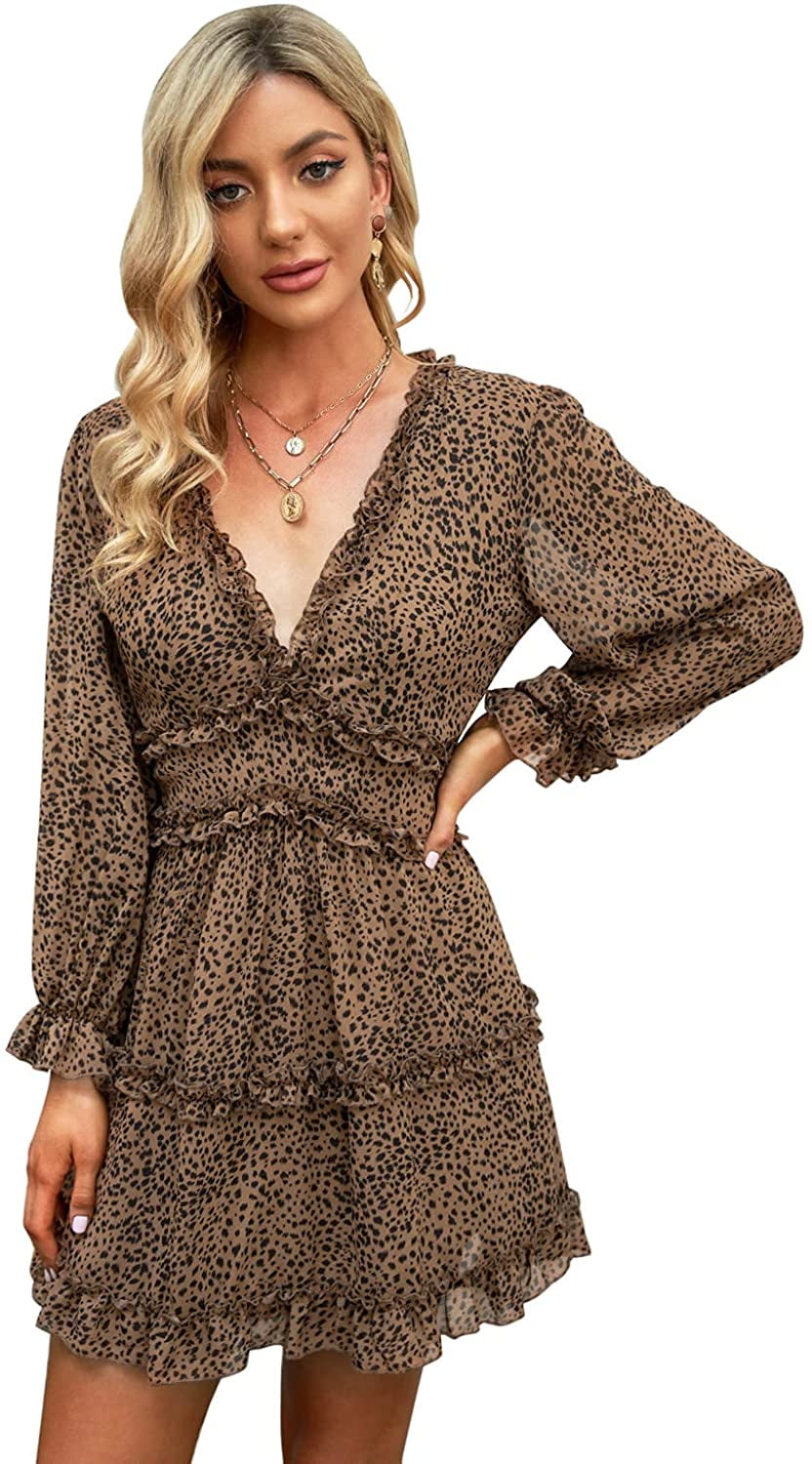 ruffled printed dress
