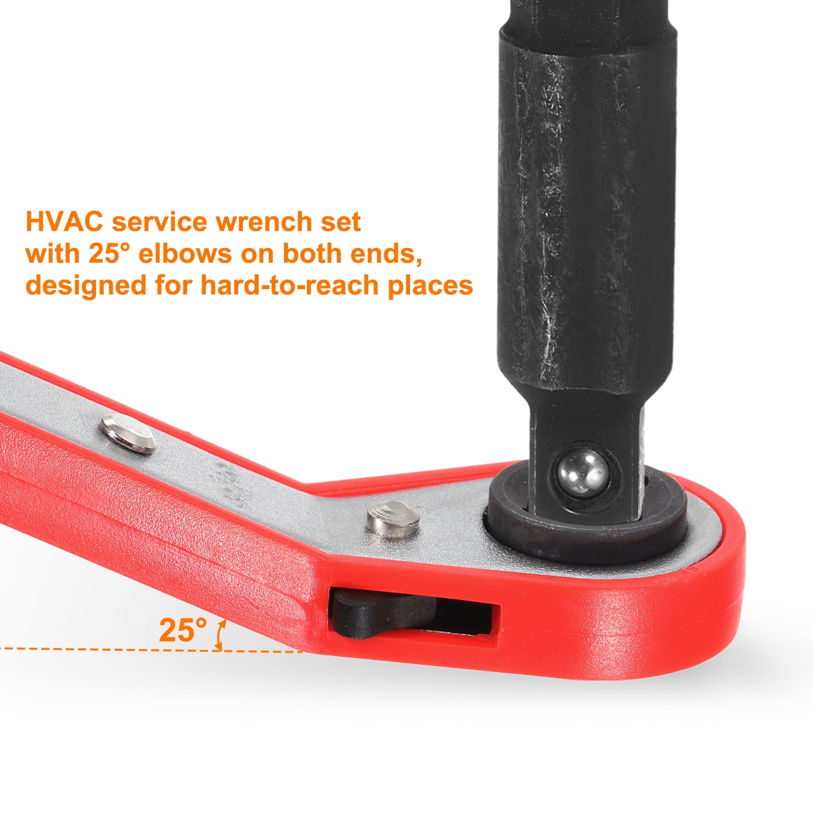 Uxcell 2pcs 1/4" 5/16" 3/16" 3/8" HVAC Service Wrench Set, Red