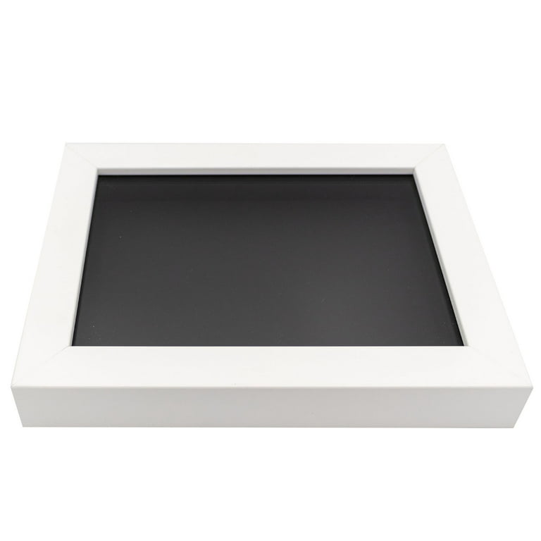 White 8x8 Wood Shadow Box with Black Acid-Free Backing - With 11