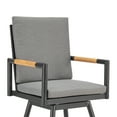 thumbnail image 4 of Crown Outdoor Patio Swivel Bar Stool in Black Aluminum with Wood Accent and Dark Gray Cushions, 4 of 8
